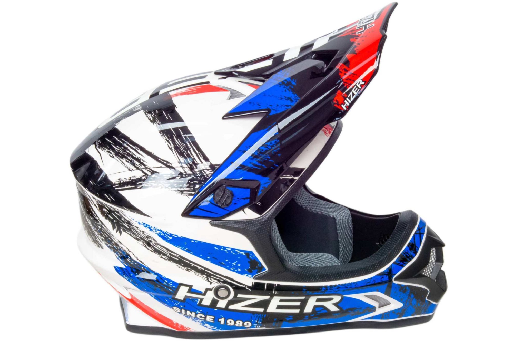 Шлем мото кроссовый HIZER J6805 №1 (M) black/white/blue